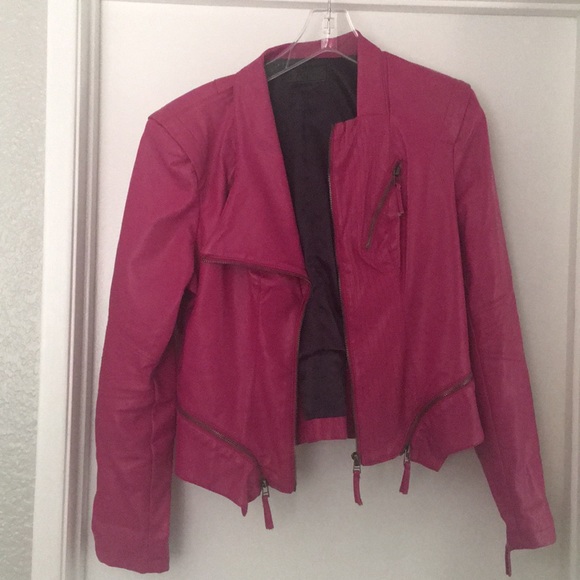 Hot Pink Faux Leather Jacket - Picture 2 of 3